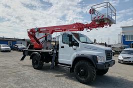 АГП КЭМЗ ТА-18 на шасси ГАЗ-C41A23 (Евро-5, 4х4), однорядка, стрела вперед, поворотная люлька